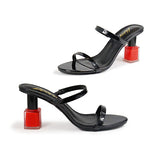 Black Heeled Mule Sandals Polish-1 by Liliana | Shoe Time