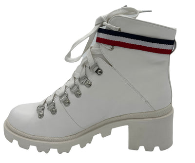 LACE UP LUG SOLE COMBAT ANKLE BOOTS WHITE-KICK ASS  BY MATA SHOES