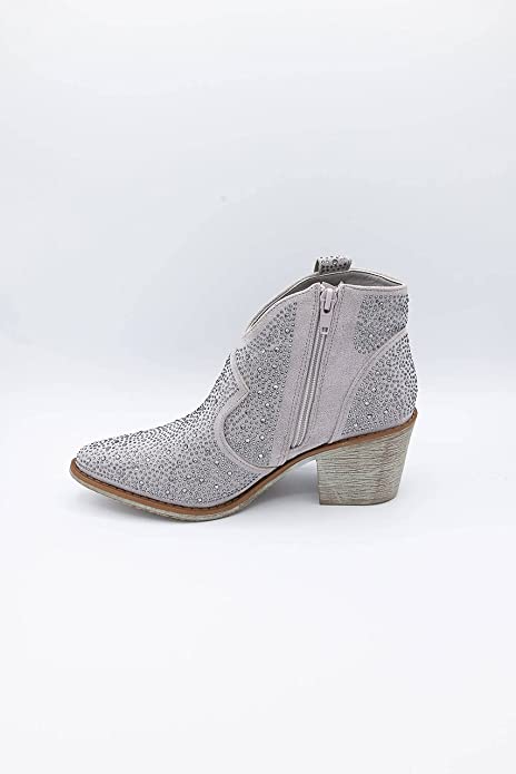 Pierre Dumas Wilder-9 Rhinestone Boots Silver | Shoe Time