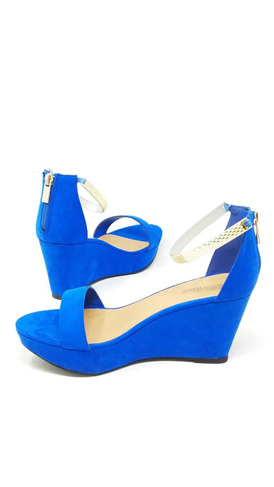 Blue Ankle Strap Wedge Sandals Range-35 Bamboo | Shoe Time