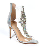 Bella Luna Rylee-08 Rhinestone Accent Transparent Straps Rear Zip Stiletto Heels | Shoe Time