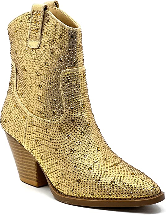 River-01 Rhinestone Cowboy Ankle Bootie – SHOE TIME