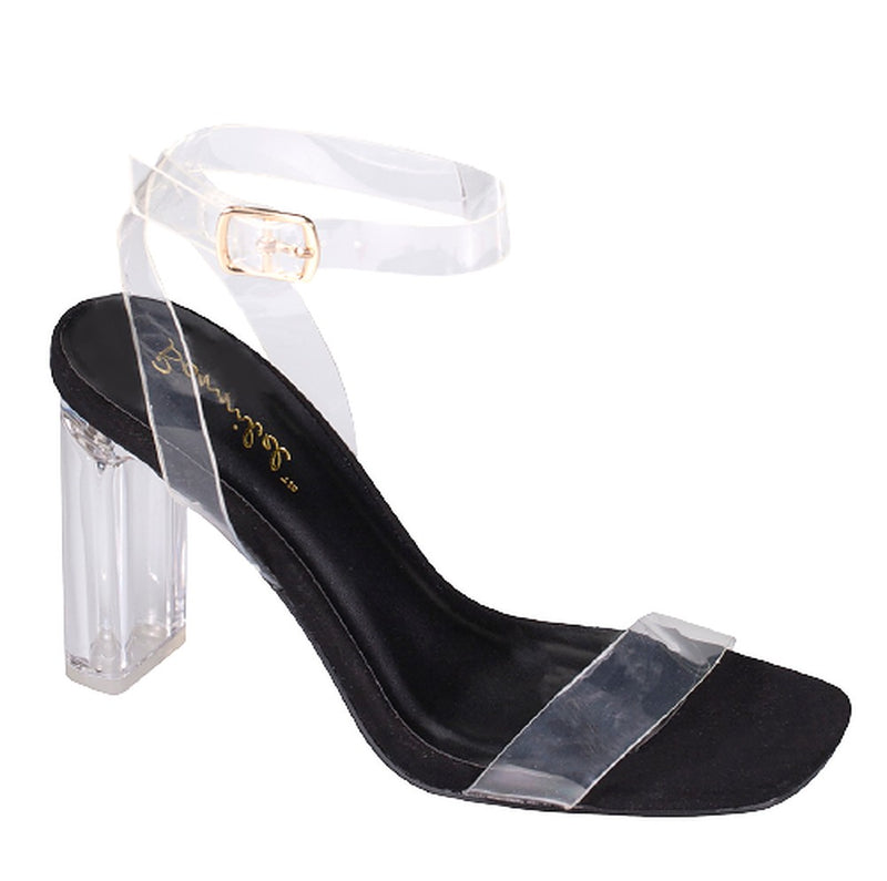 Shia-3 By Bonnibel Women Clear Chunky Block High Heel Ankle Strap sandals