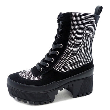 Wild Diva Soldier-26 Rhinestone Bootie Black/Clear