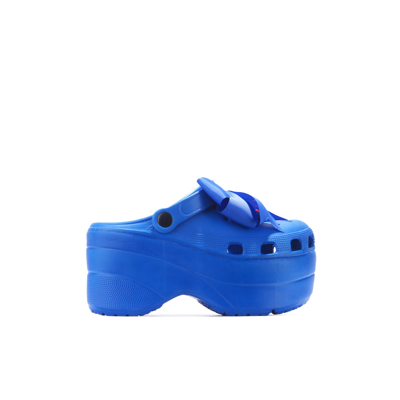 Cape Robbin Sumo Platform Clogs Slippers for Women In Blue