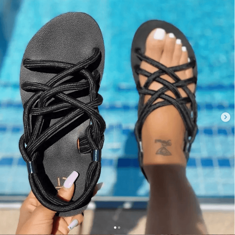 Summer rope sandals in Black