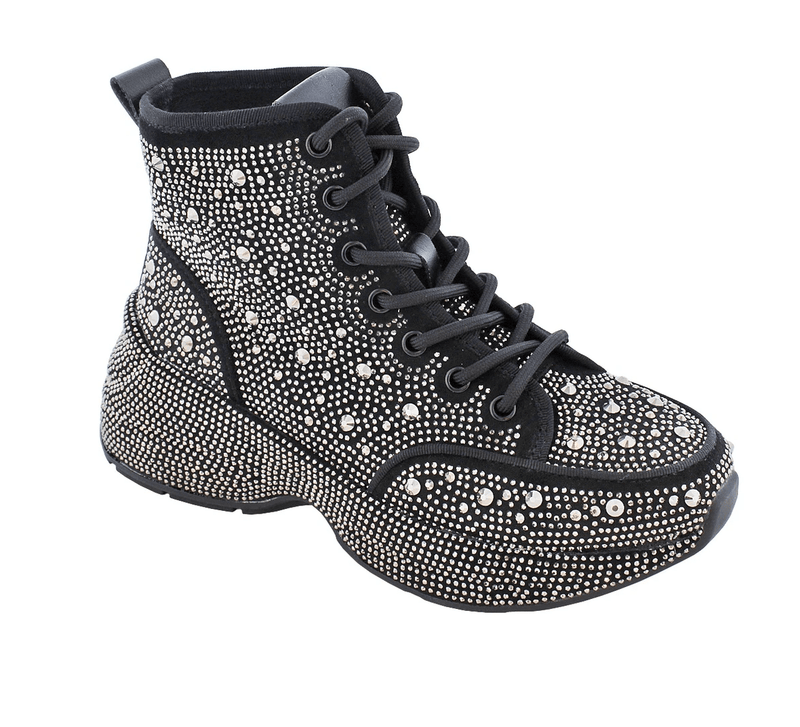 Liliana Queendom-1 Zapatillas con plataforma y diamantes de imitación Negro