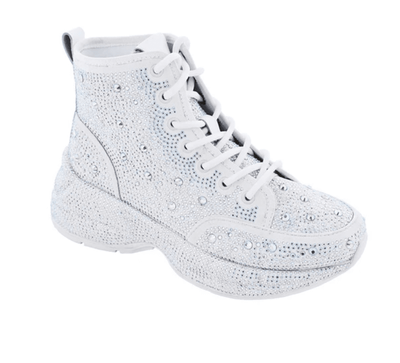 Liliana Queendom-1 Rhinestone Platform Sneakers White