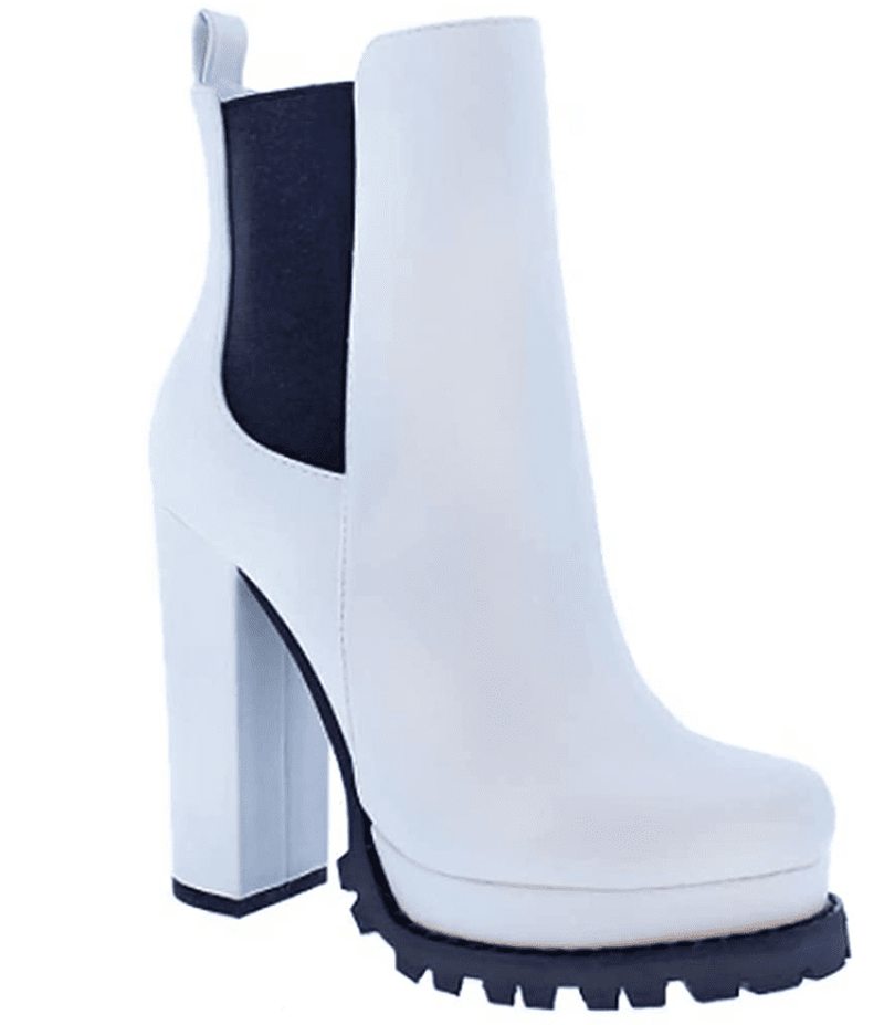Liliana Monclair-5 Ankle High Block Heel Platform Lug Sole Booties