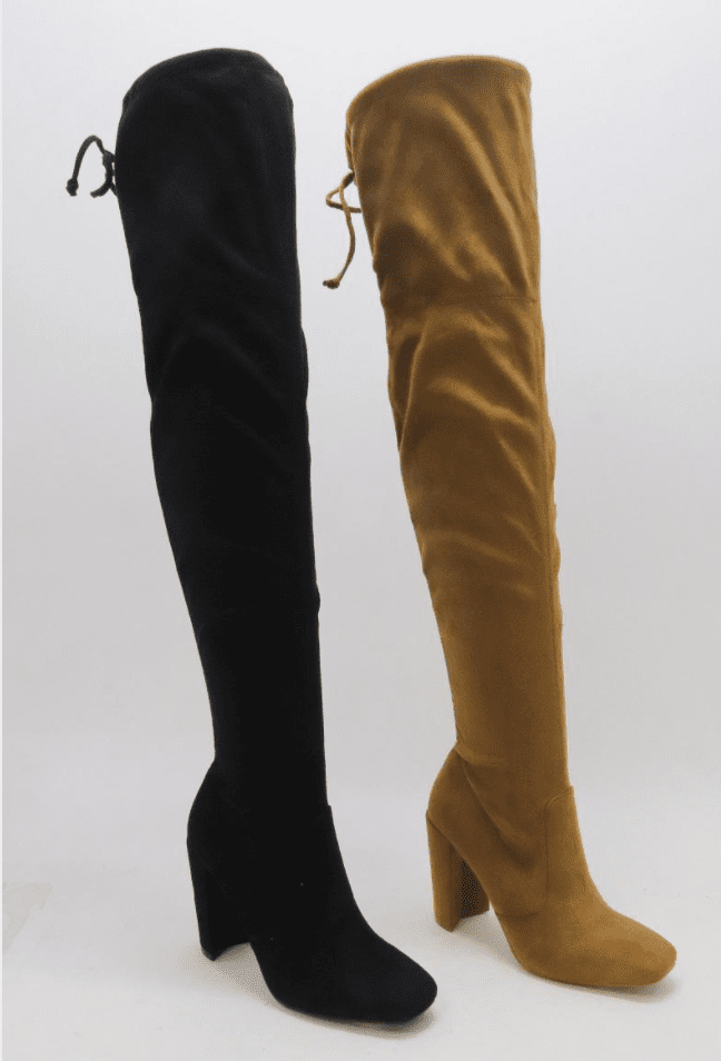 Wild Diva Slay-08 Over The Knee Square Toe Stretchy Boot