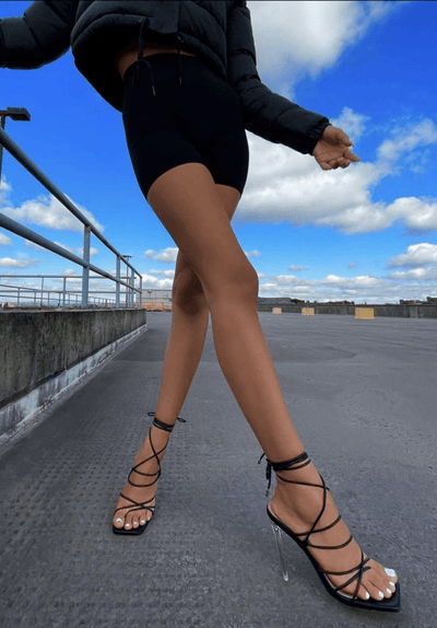 Lemonade Sunbathe Women's Thong Sandals Lace Up Strappy High Heels