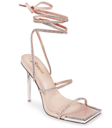 Lace Up Rhinestone High Heel Sandals - Avia-1 by Liliana