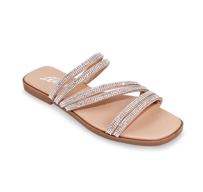 Liliana Bestia-2 Rhinestone Flat Sandals Open Toe Slippers