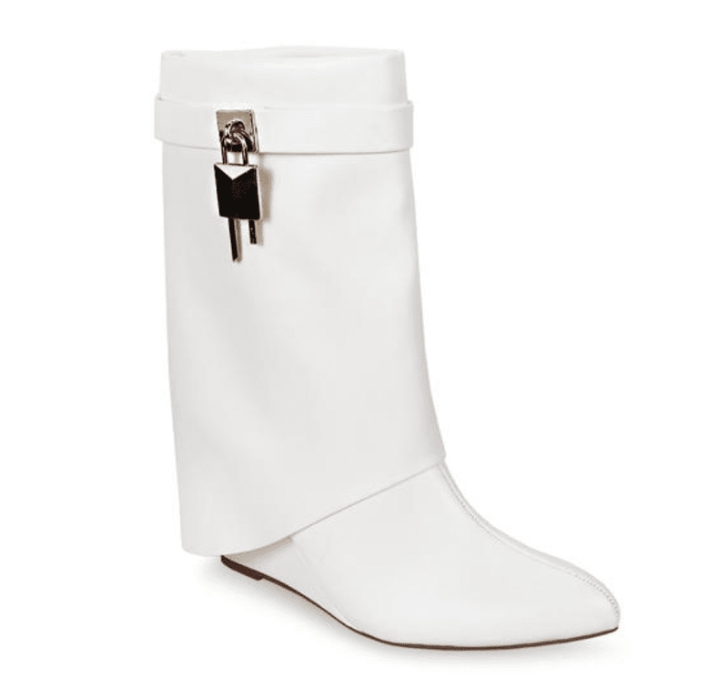 White Fold Over Wedge Boots