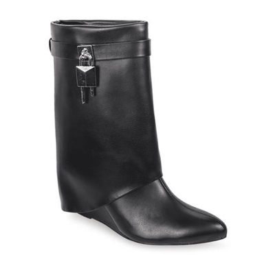 Black Fold Over Wedge Boots