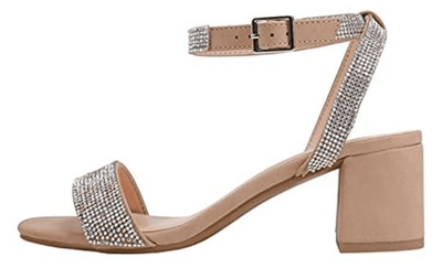 Women Rhinestone Block heel Ankle Strap Shoes Sandals Folger by City Classified