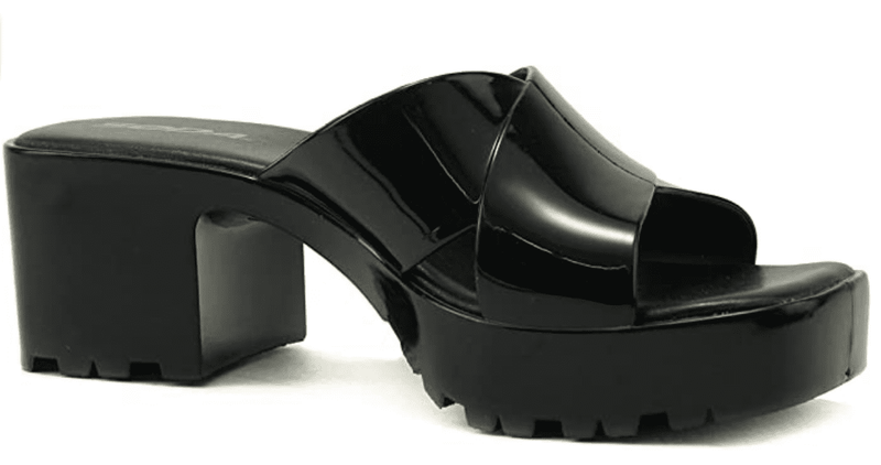 Women Block Heel Crisscross Open Toe Platform Jelly Sandals Moving by Soda shoes