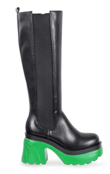 Knee High Chelsea Boot Black-Green