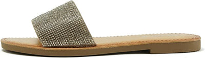 Women Casual Rhinestones Crystal Jewel Comfort Flip Flop Fashion Slide Flat Sandals Justice by Soda