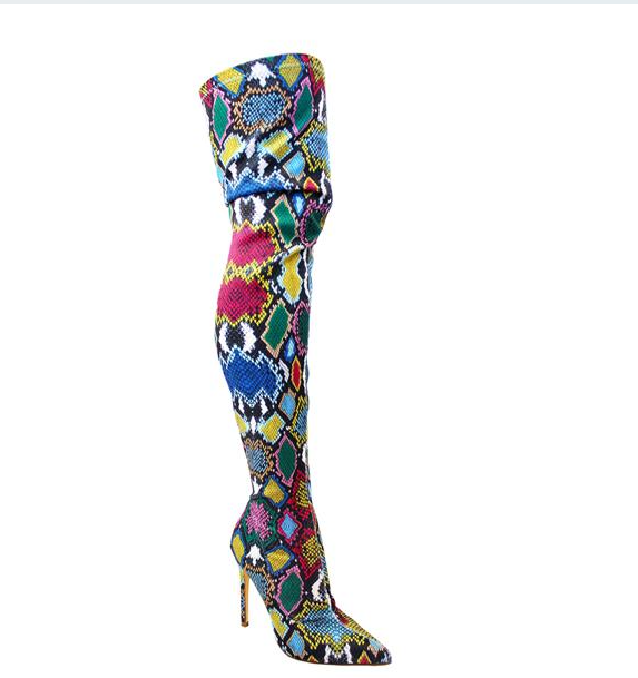 Graffiti Thigh High Boots Liliana Gisele-7B – Shoe Time