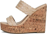 Soda Bespoke Open Toe Cork Platform Wedge