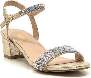 Soda Kids Glaze Rhinestone Block Heel Sandals | Shoe Time