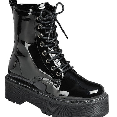 SHEOMSIE Women's Motorcycle Boots - Rhinestone Studded Combat Ankle Boots With Side Zipper (Black)