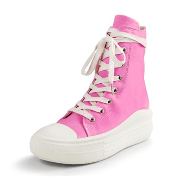 Pink High Top Canvas Sneakers Swoosh-1 | Shoe Time
