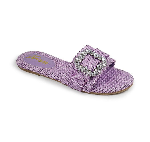 Purple Buckle Detail Flat Sandals Tiara-2 | Shoe Time
