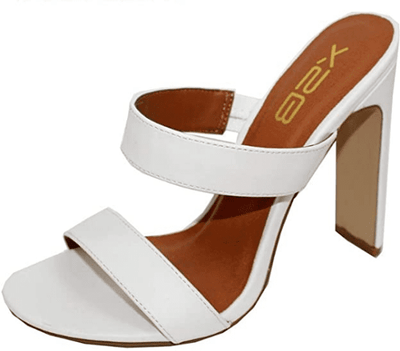 X2B Thalia-2 Women's Open Toe Chunky Block Heel Sandals - White