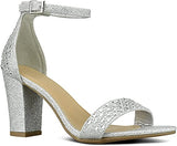 Top Moda Open Toe Chunky Heels Hannah-3 Silver