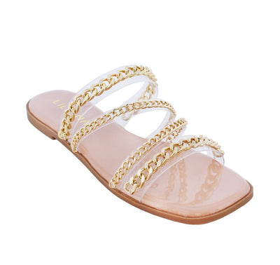 Clear Chain Detail Flat Sandals | Shoe Time
