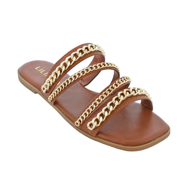 Chain Detail Flat Sandals Ventura-1 Liliana | Shoe Time