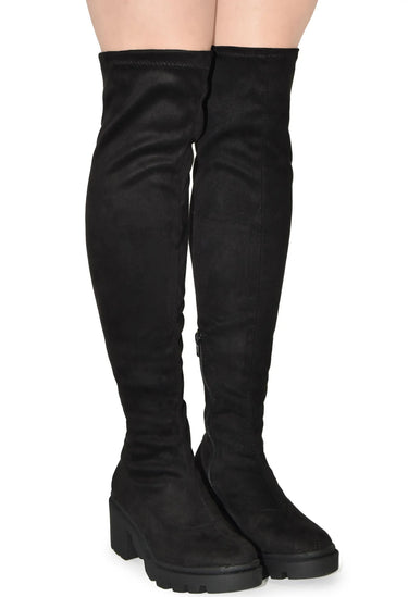 Suede Over The Knee Lug Sole Boots