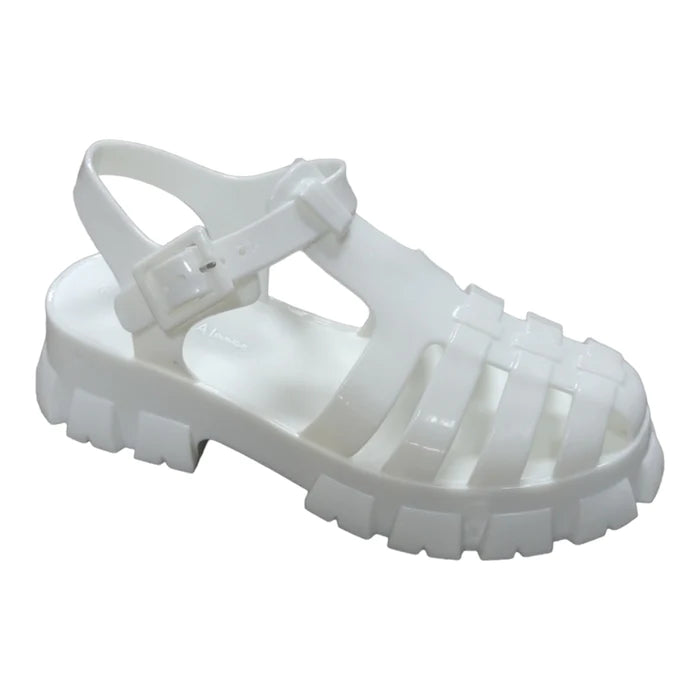 White Jelly Buckle Sandals Paree-01 | Shoe Time