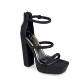 Chunky Platform Heel Double Straps Black