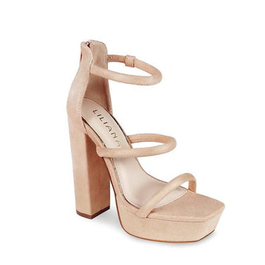 Chunky Platform Heel Double Straps Nude