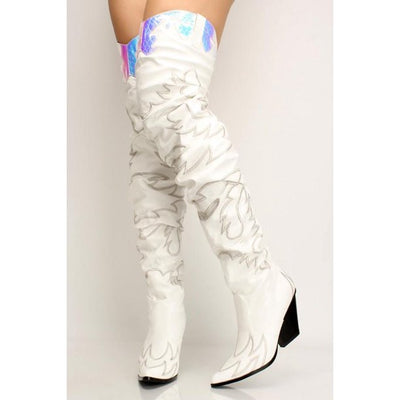 White Western Over The Knee Boots Kelsey-21 by Cape Robbin