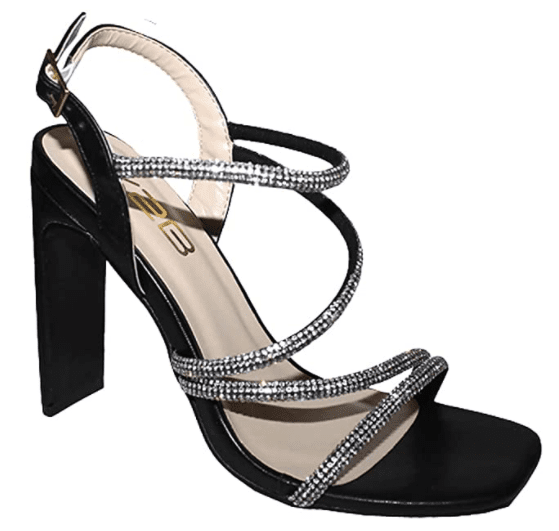 X2B Ally-5 Rhinestone Crystal Block Heel Sandal Women Dance Shoes