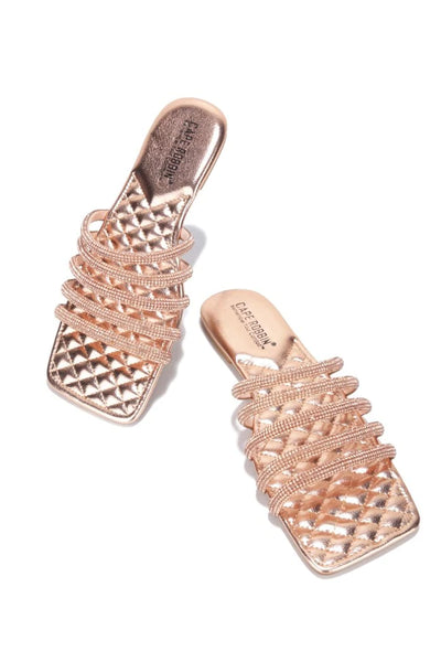 Women's Quilted Sole Square Rhinestone Flat Sandals Ancora by Cape Robbin