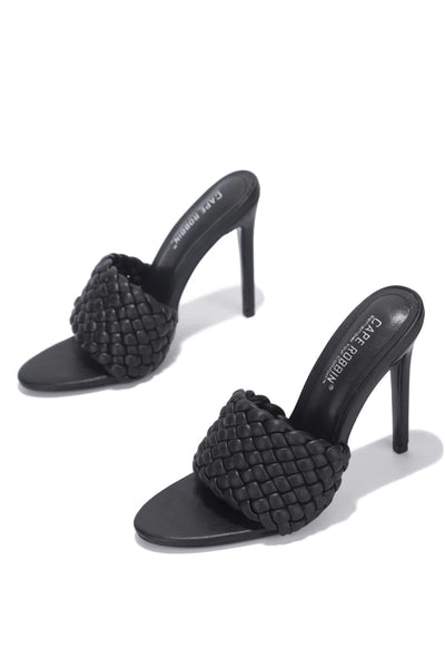 Cape Robbin Anson Sexy Woven High Heels for Women Black | Shoe Time