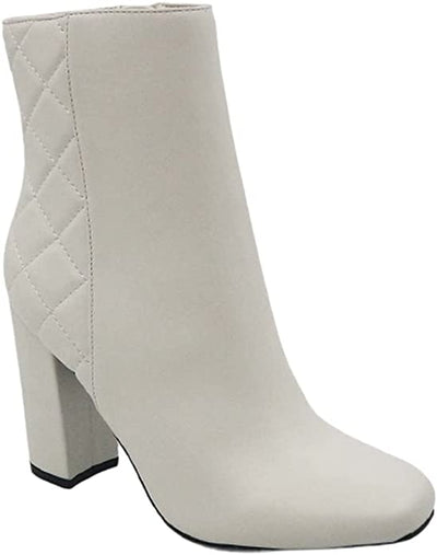 Chunky Heel Ankle Boots - White