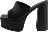 Bamboo Thrilled Womens Block Heel Platform Sandals In Black