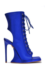 Cape Robbin Bellisa Stiletto Lace Up Open Toe Booties