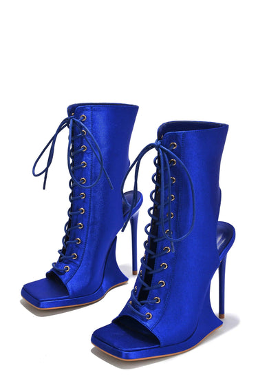 Cape Robbin Bellisa Stiletto Lace Up Open Toe Booties