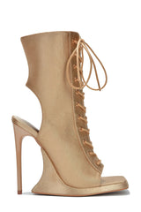 Cape Robbin Bellisa Stiletto Lace Up Open Toe Booties