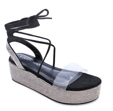 Lace Up Rhinestone Platform Sandals Sky-1 By Liliana