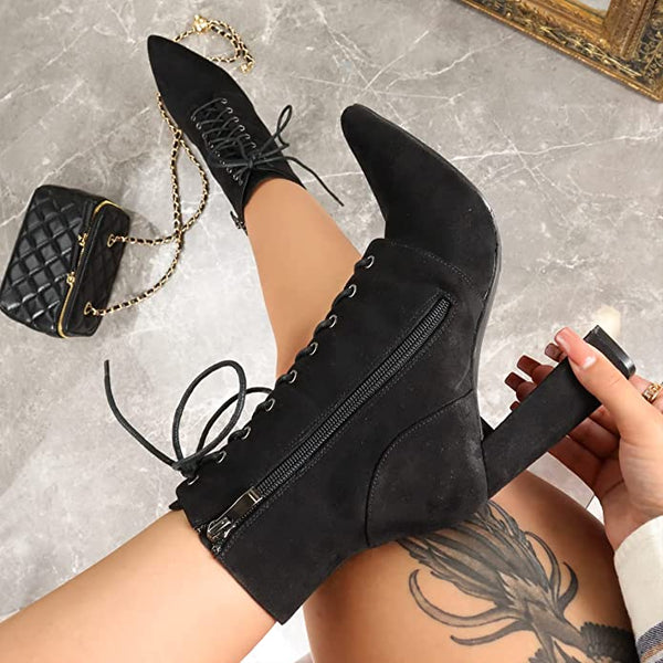 Pointed Toe Block Heel Booties Milano-1 By Liliana – SHOE TIME