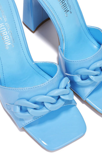 Blue Chunky Block High Heels for Women