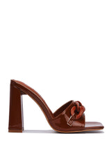 Brown Chunky Block High Heels for Women